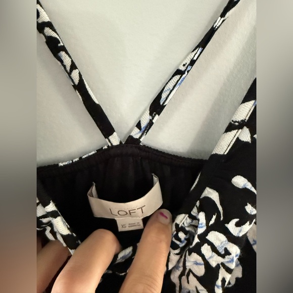 The Loft Floral Sundress Maxi Dress Tank Sleeveless White Black Blue Size XS - Picture 11 of 11